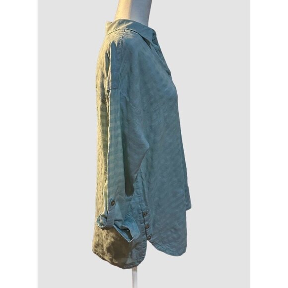 J. Jill Women’s Medium Tunic Top – 100% Cotton – Roll Tab Sleeve – Seafoam Green - Picture 4 of 11